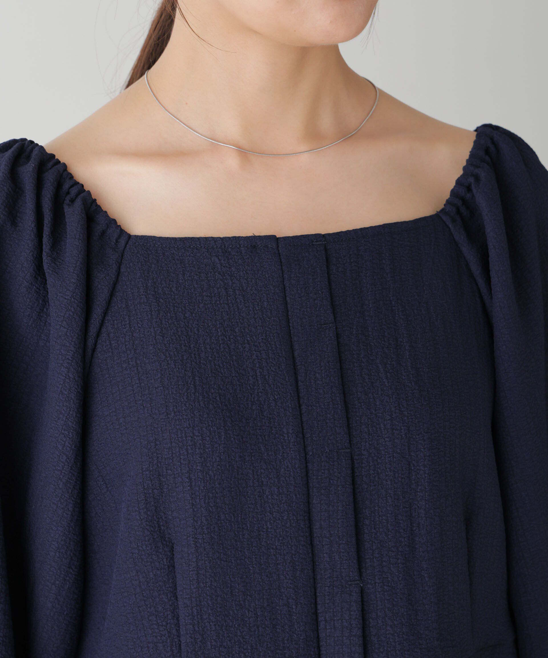 nano･universe「スクエアネックシアーサッカーブラウス」|シャツ・ブラウス|