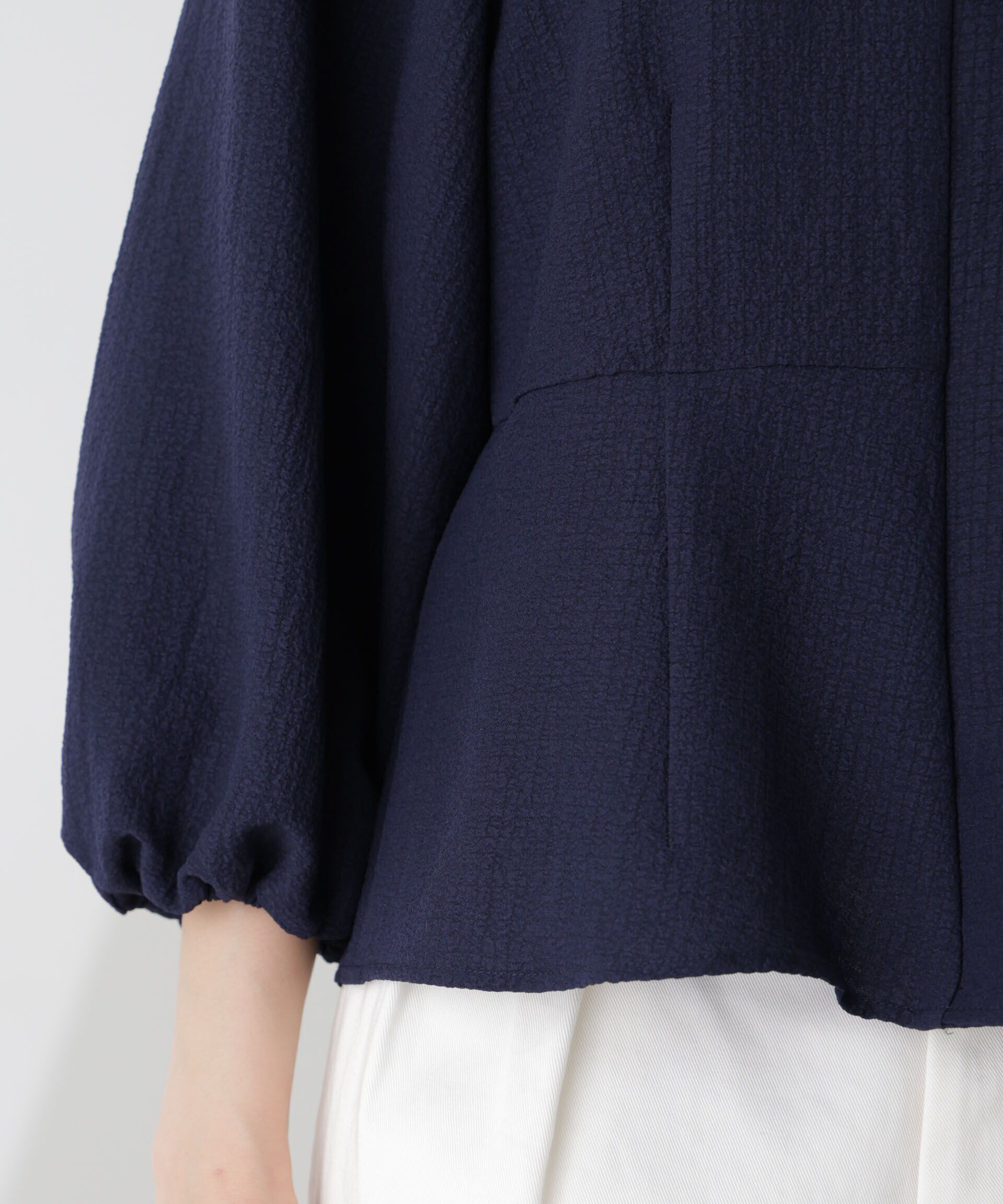 nano･universe「スクエアネックシアーサッカーブラウス」|シャツ・ブラウス|