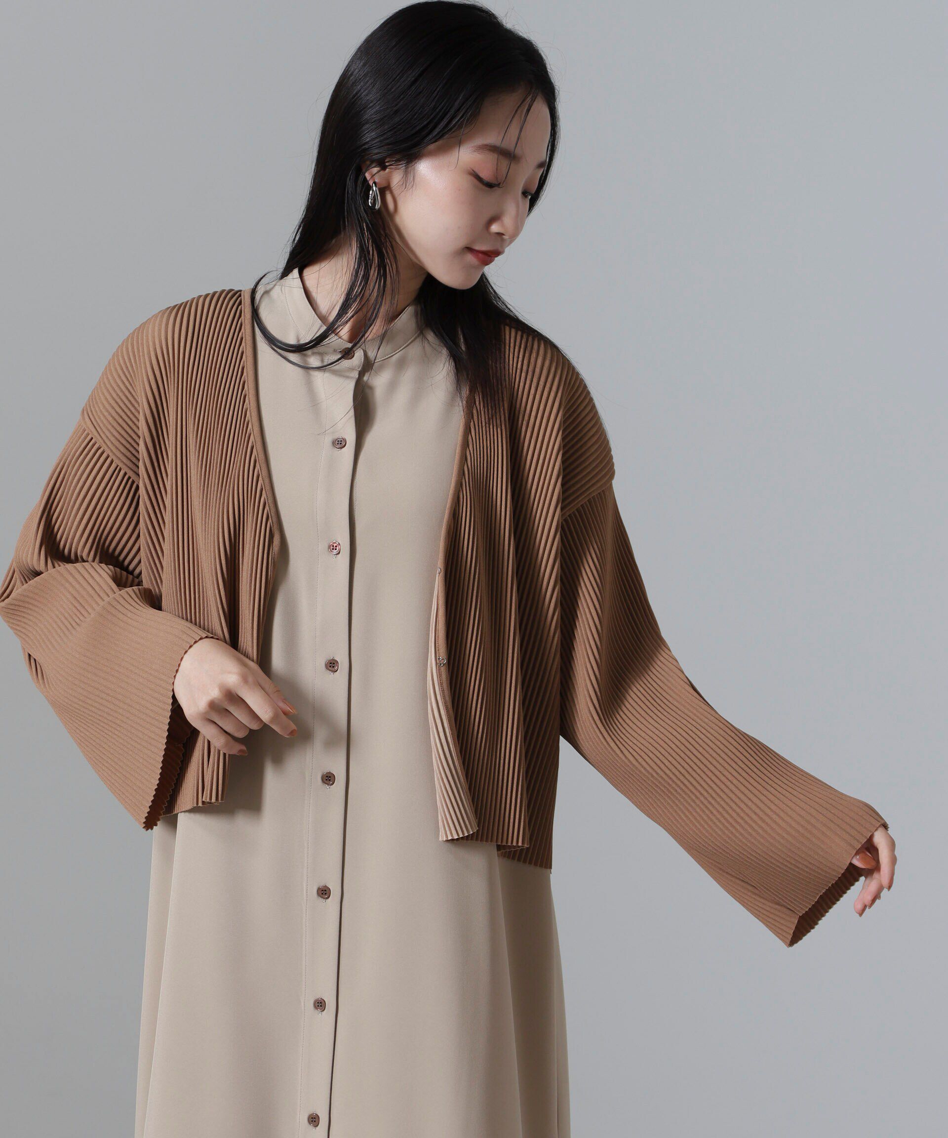 nano･universe「プリーツカット着流しカーディガン(セットアップ可)」|Tシャツ・カットソー|