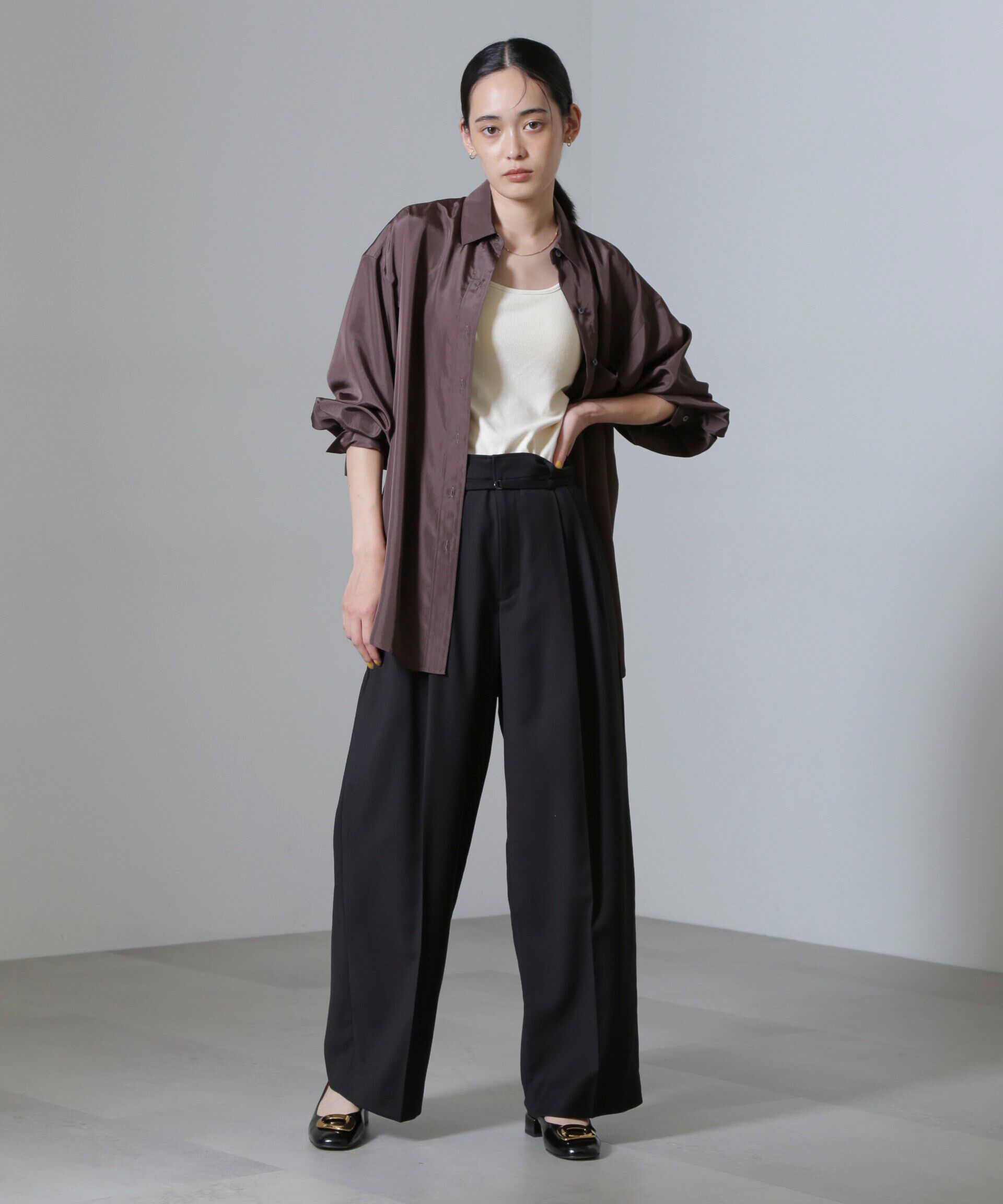 nano･universe「スーチングワイドスラックスパンツ」|チノ|