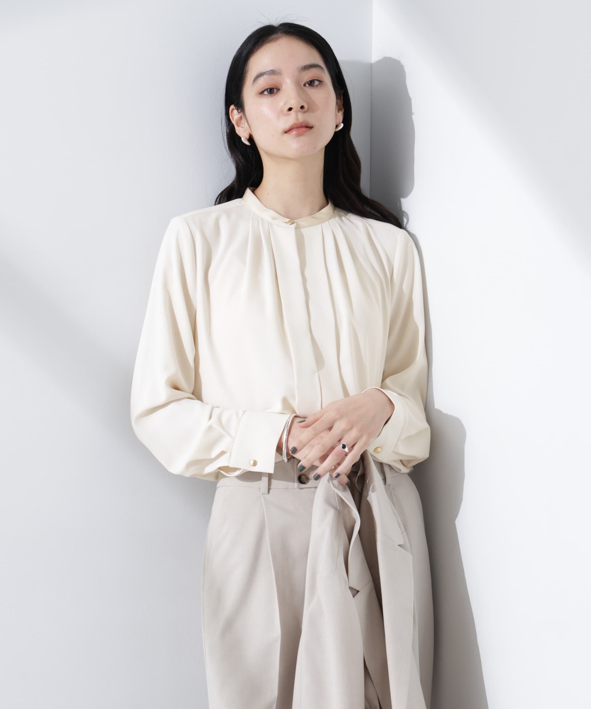 nano･universe「スタンドバイカラータックブラウス」|シャツ・ブラウス|