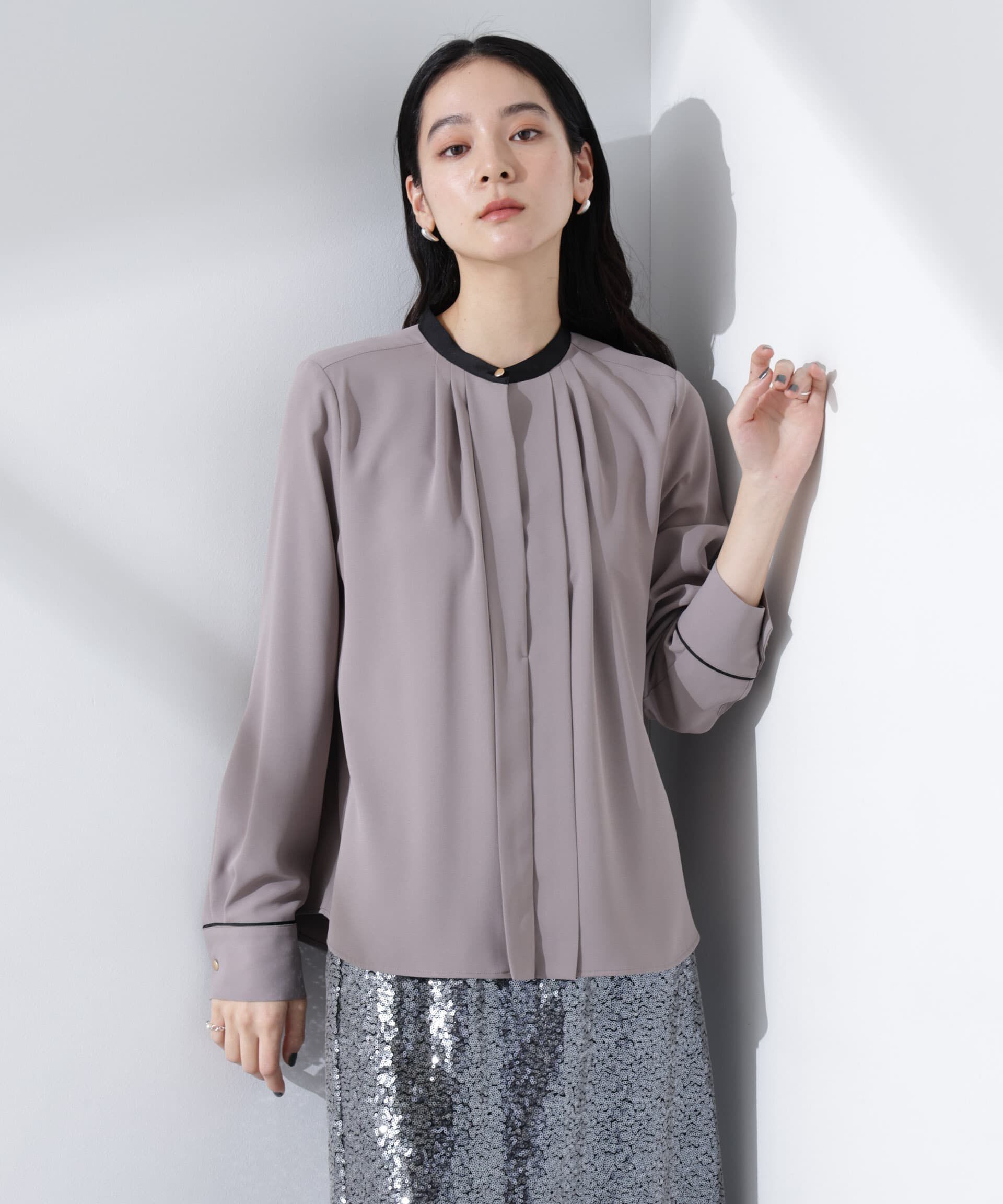 nano･universe「スタンドバイカラータックブラウス」|シャツ・ブラウス|