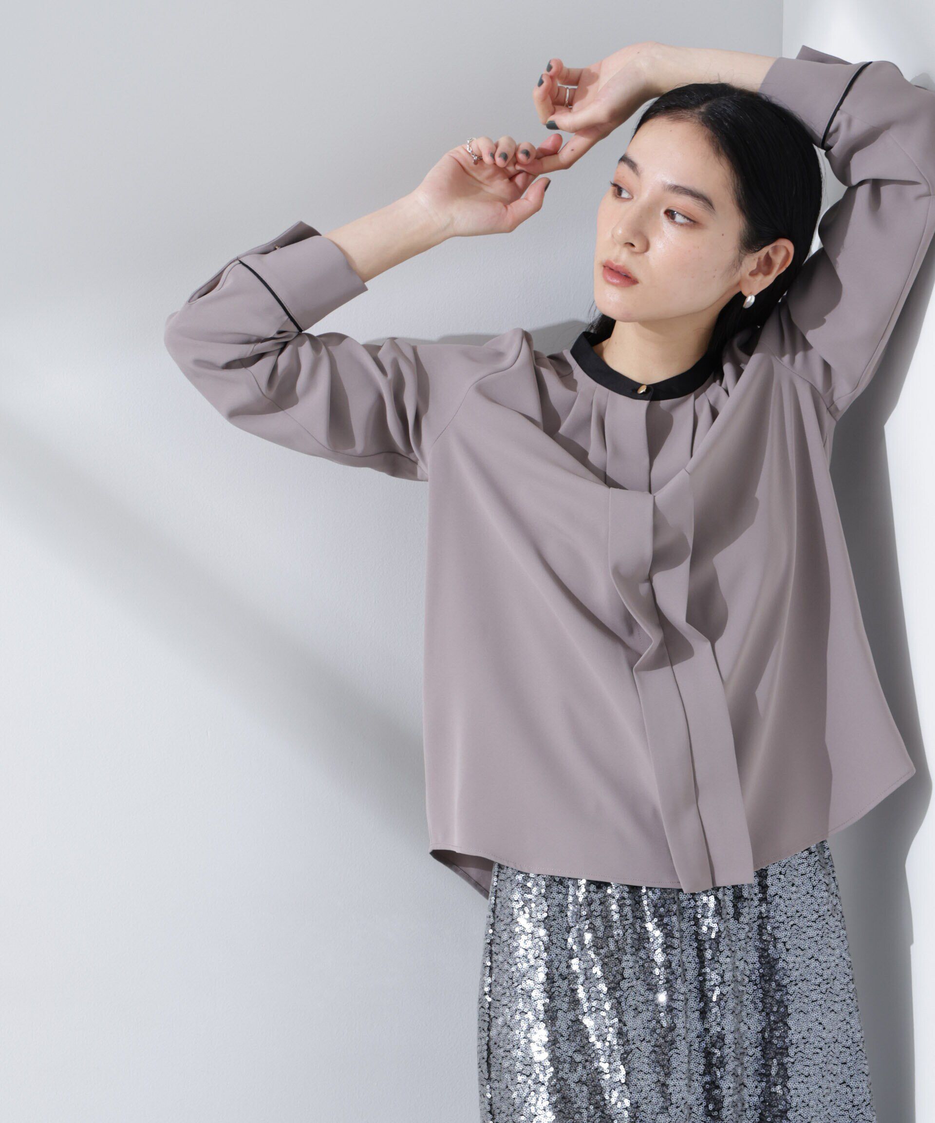 nano･universe「スタンドバイカラータックブラウス」|シャツ・ブラウス|