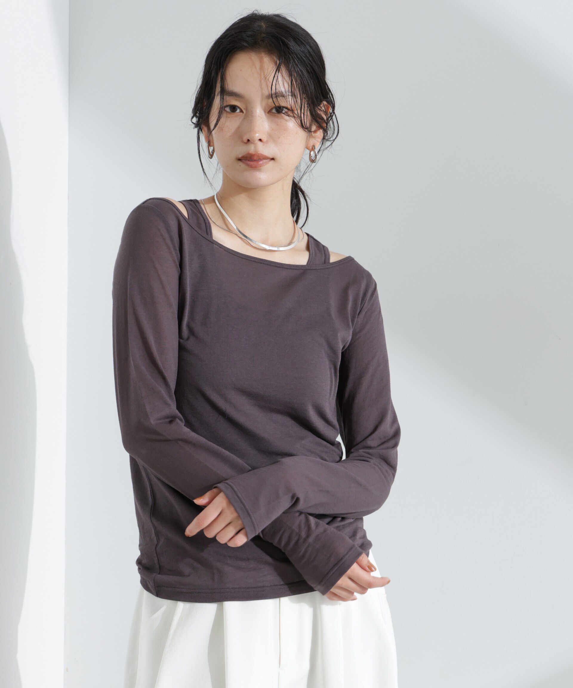 nano･universe「シアータンクトップ＋ロンTレイヤードセット」|Tシャツ・カットソー|