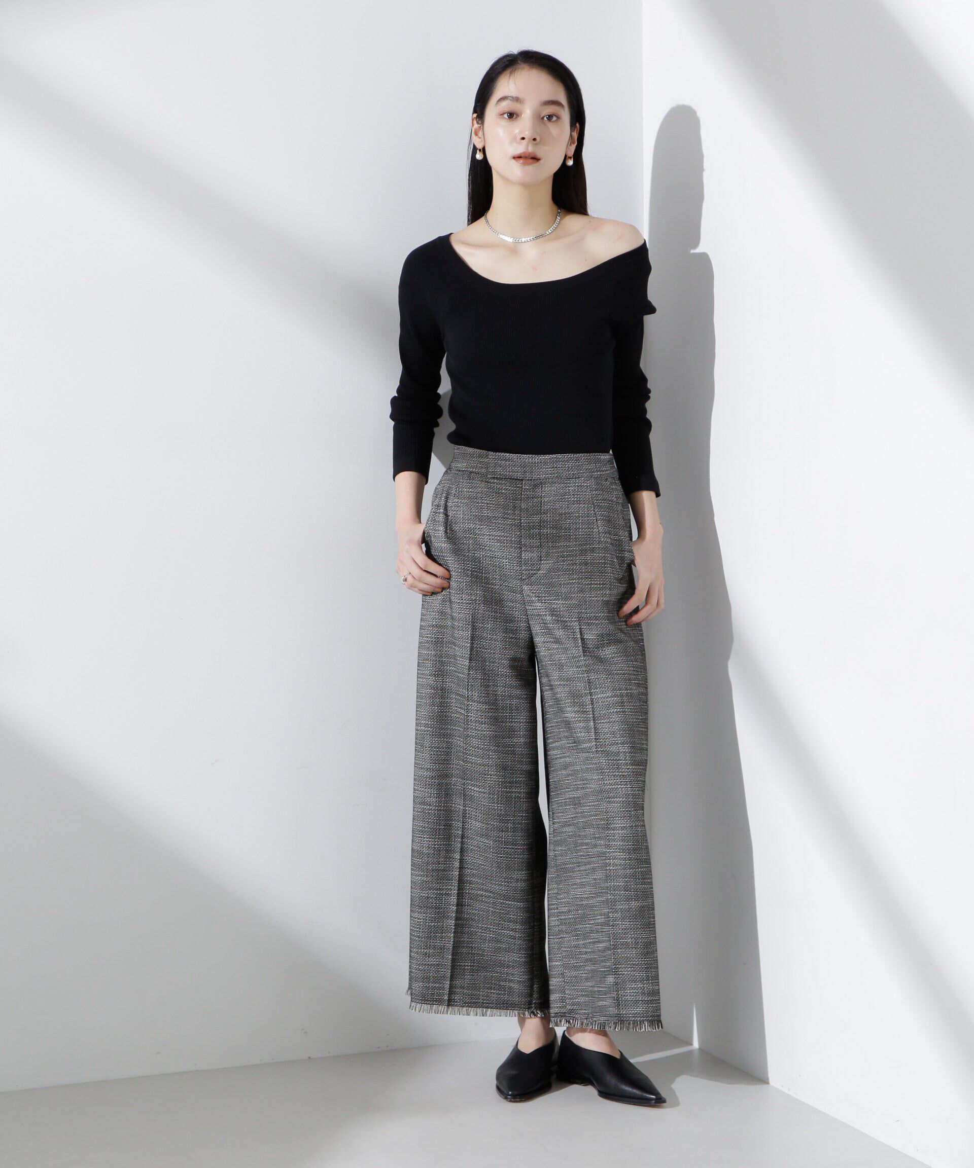 nano･universe「サイドラインフリンジパンツ」|チノ|