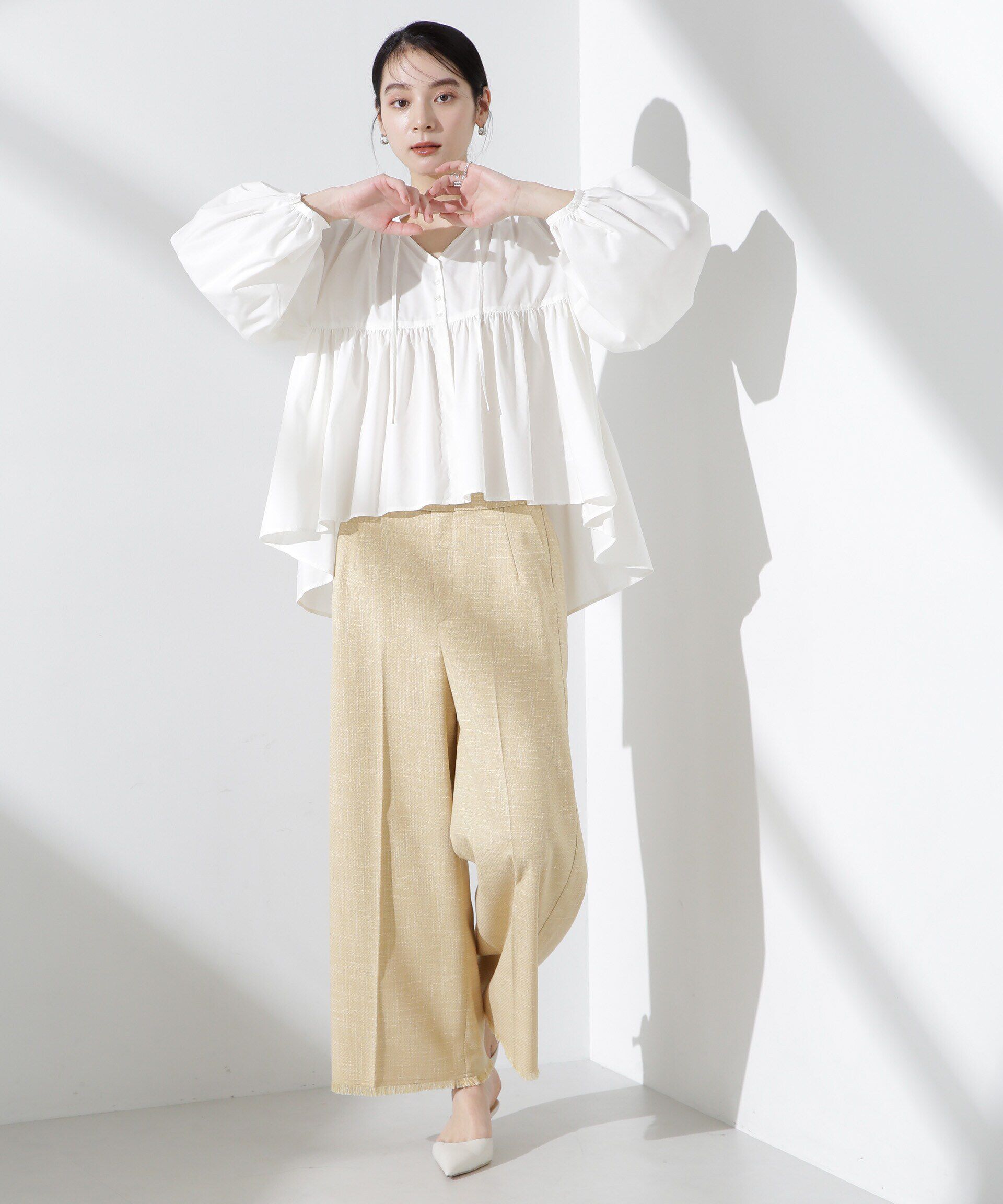 nano･universe「サイドラインフリンジパンツ」|チノ|