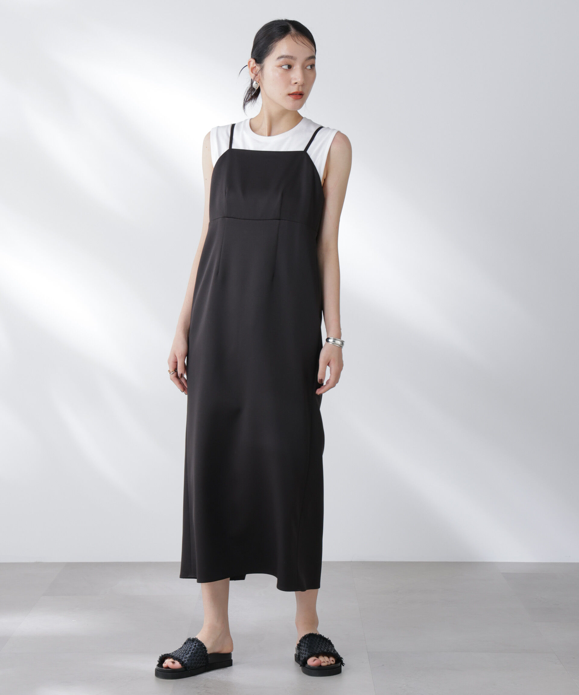 nano･universe「レースロングジレ&times;キャミワンピースセット」|ワンピース|