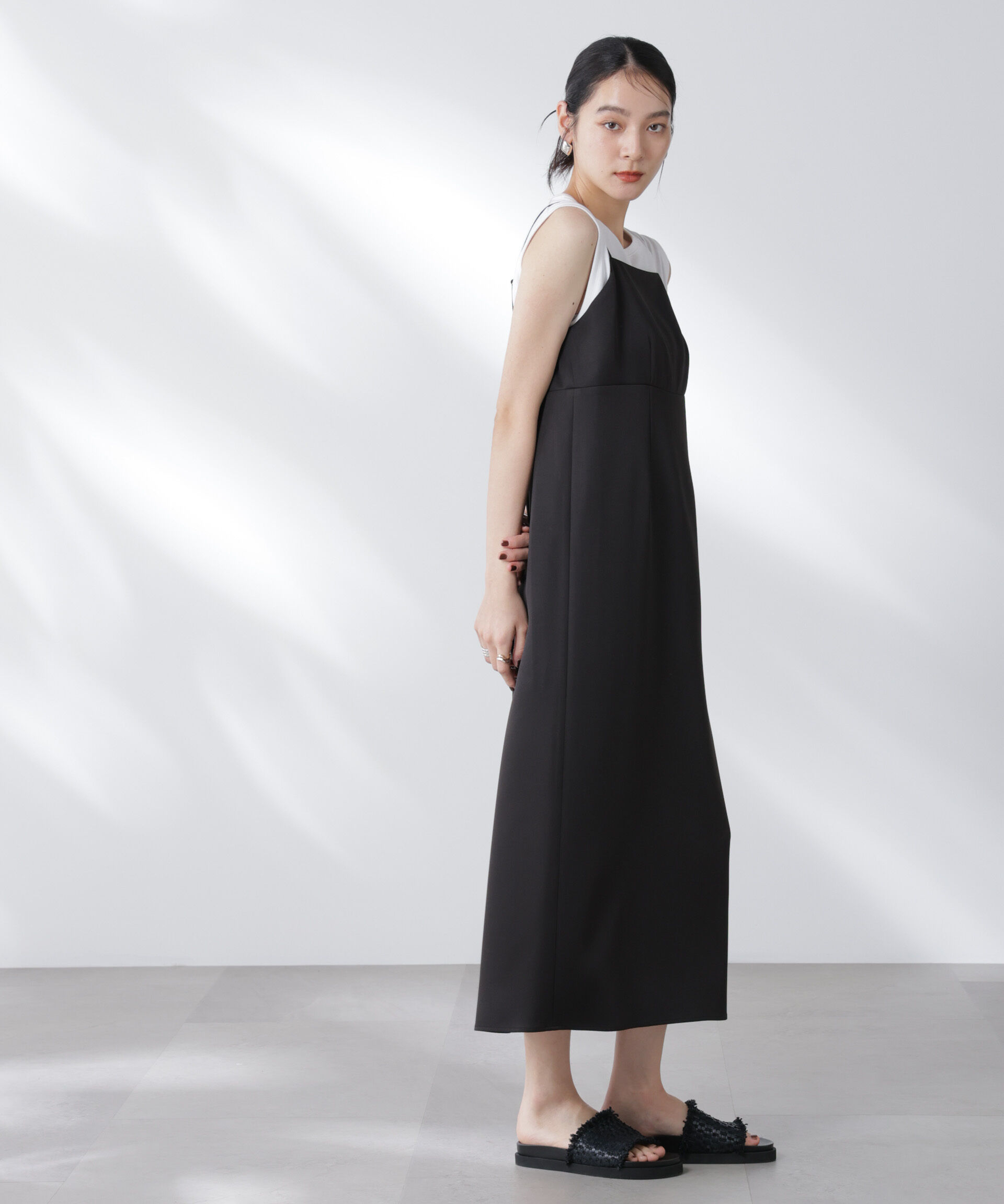 nano･universe「レースロングジレ&times;キャミワンピースセット」|ワンピース|