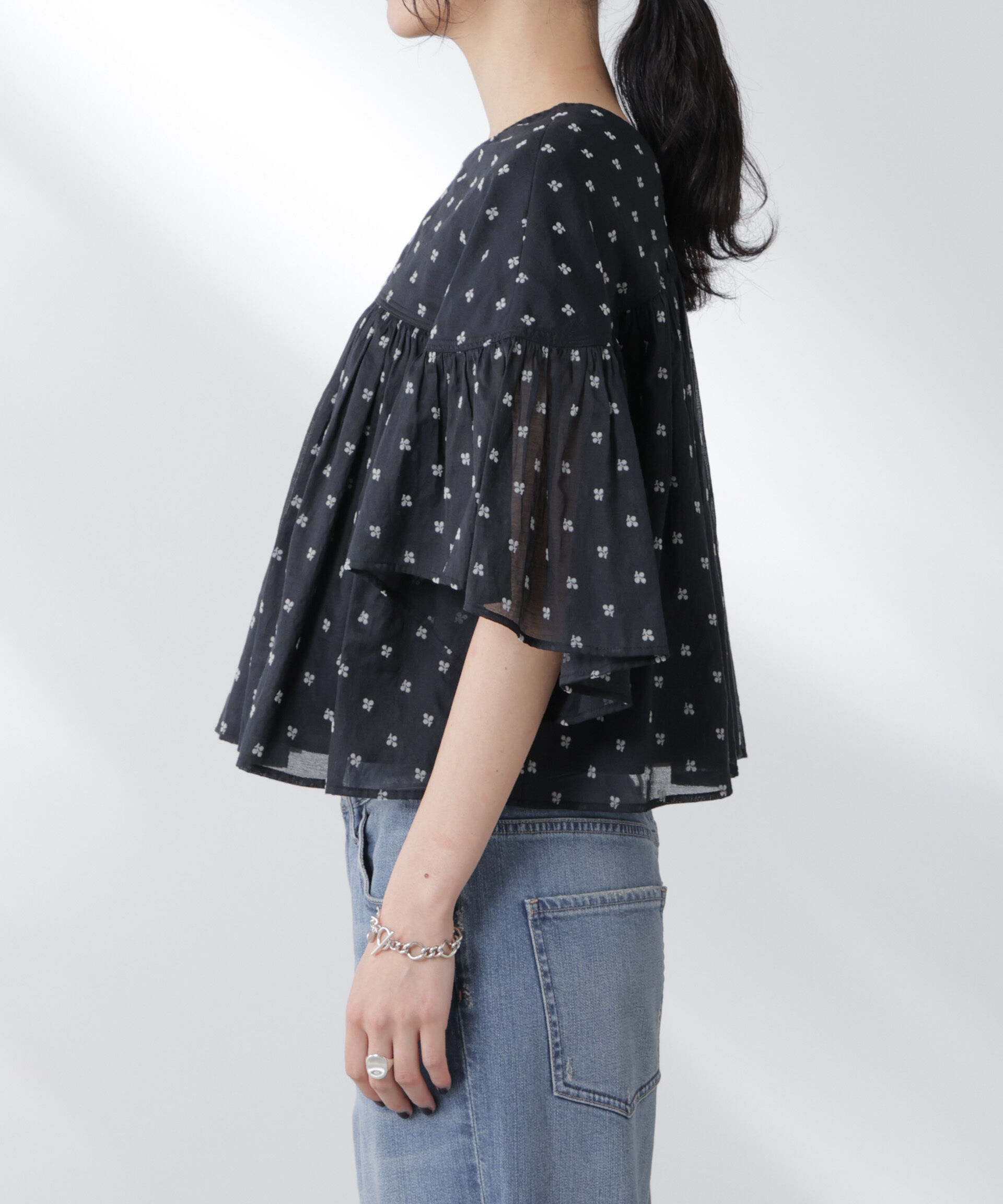 nano･universe「made in india コットンフロッキーフラワーブラウス」|シャツ・ブラウス|