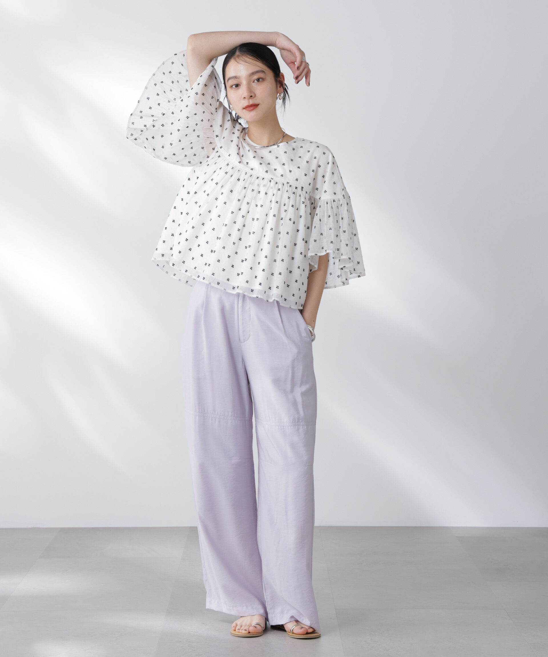 nano･universe「made in india コットンフロッキーフラワーブラウス」|シャツ・ブラウス|