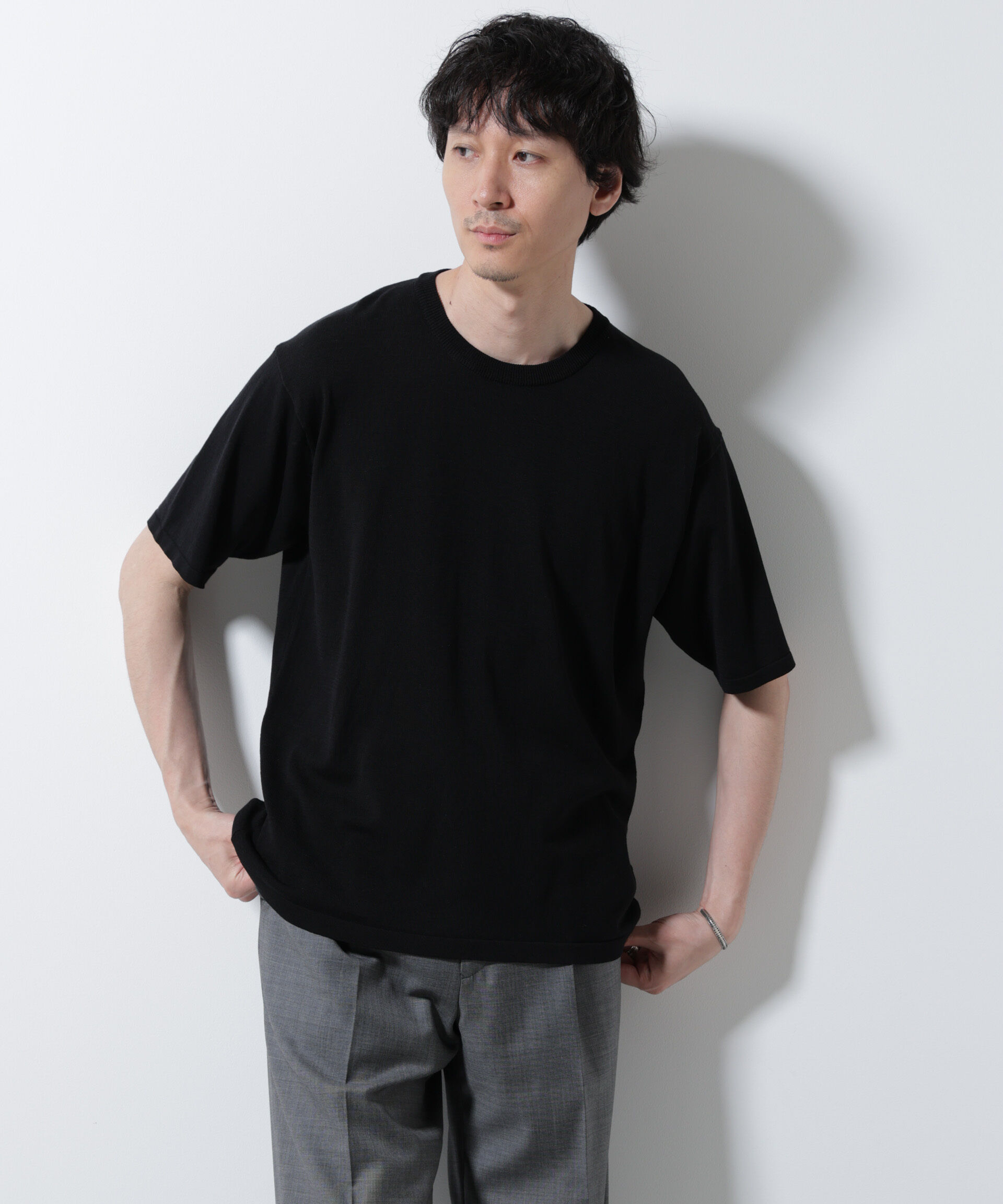 nano･universe「シルキータッチニットTシャツ 半袖」|ニット・セーター|