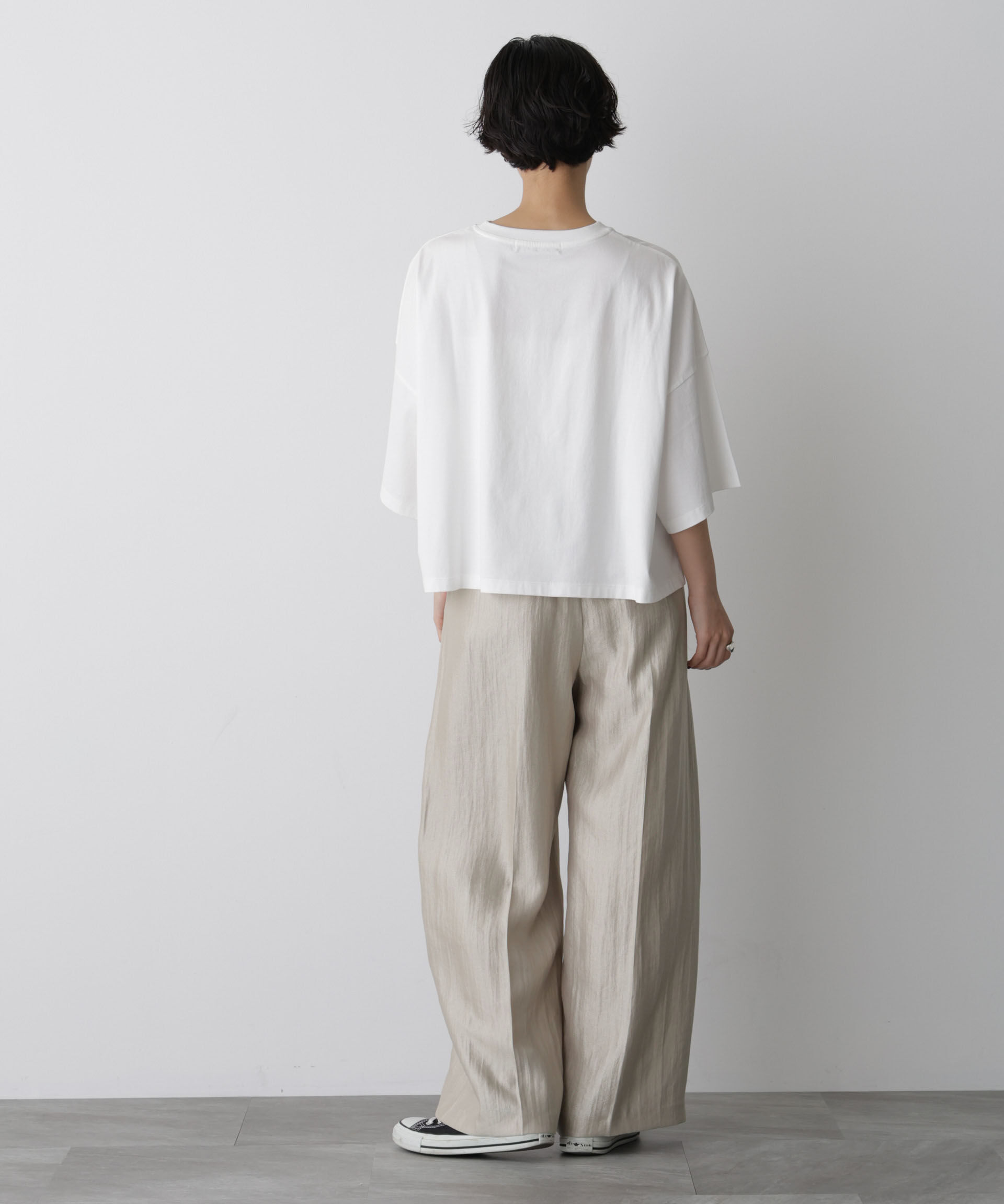 nano･universe「「STEVELOUR」サテンタックワイドパンツ(セットアップ可)」|チノ|