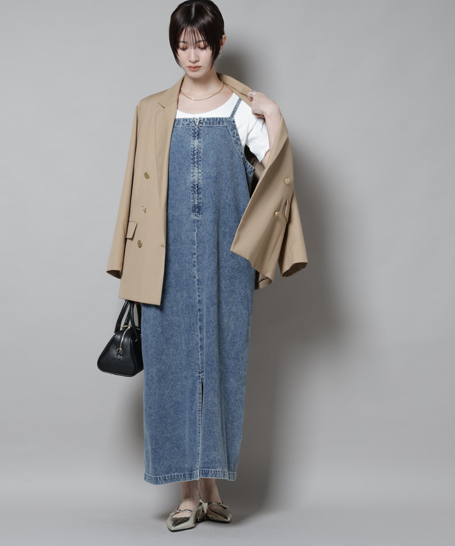 nano･universe「前後2wayデニムキャミソールワンピース」|ワンピース|