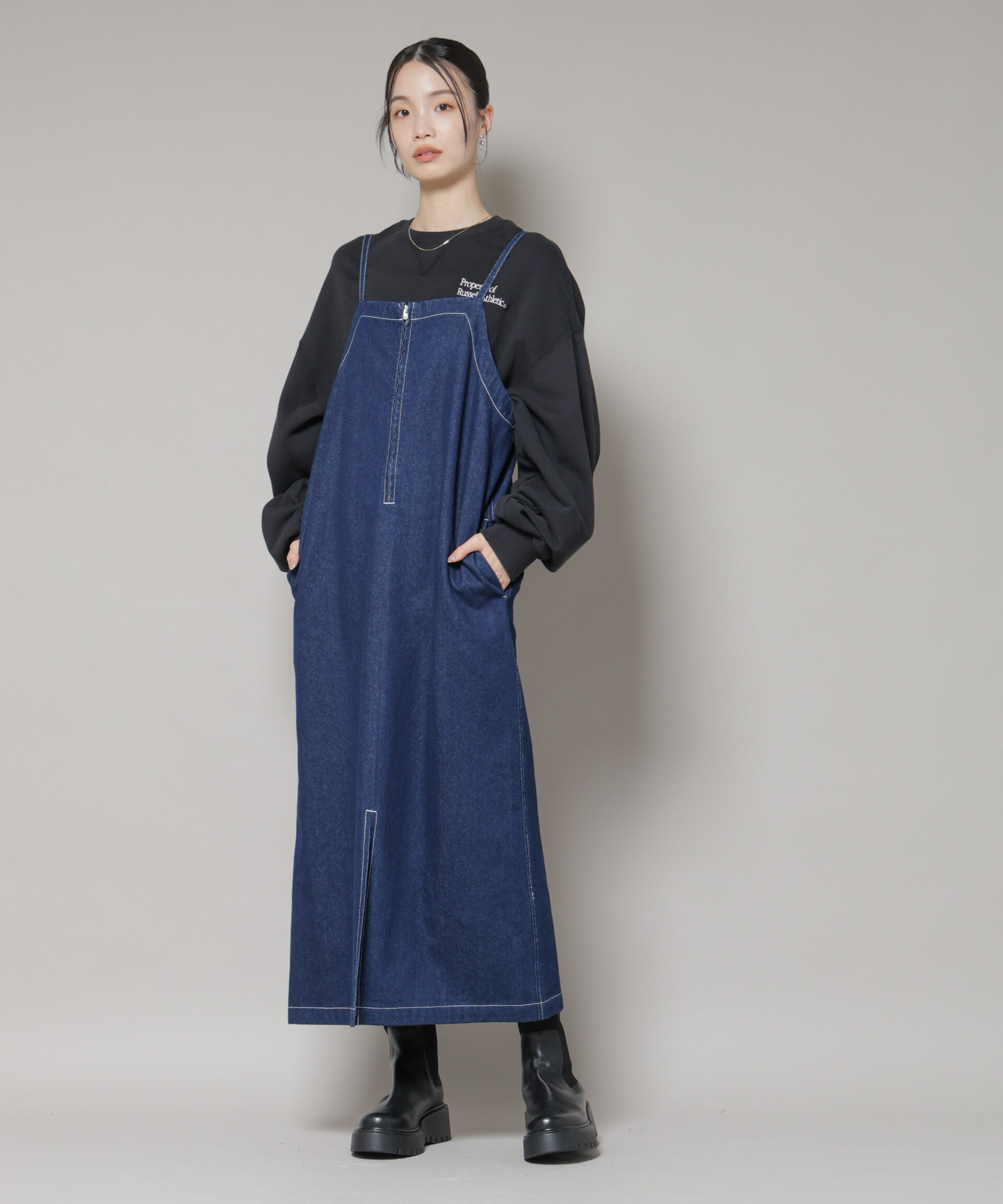 nano･universe「前後2wayデニムキャミソールワンピース」|ワンピース|