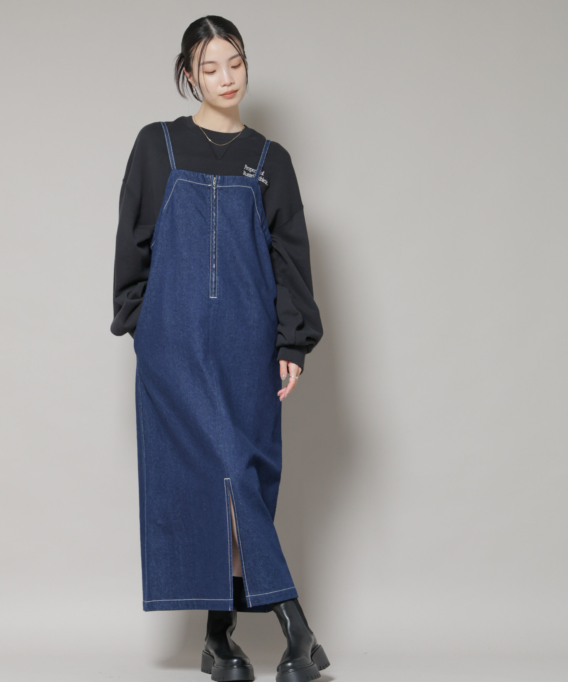 nano･universe「前後2wayデニムキャミソールワンピース」|ワンピース|