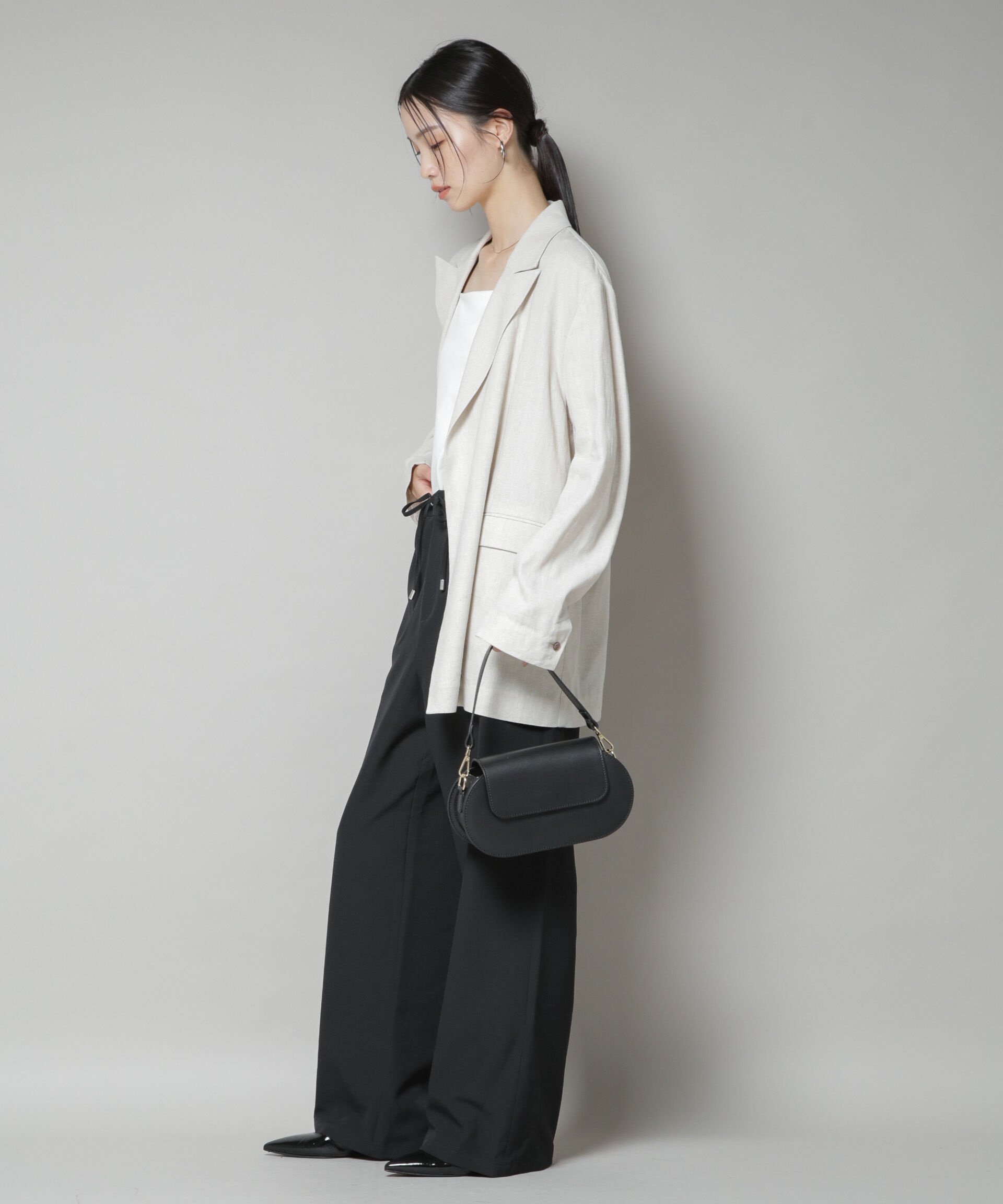 nano･universe「ウェストドロストワイドストレートパンツ」|チノ|