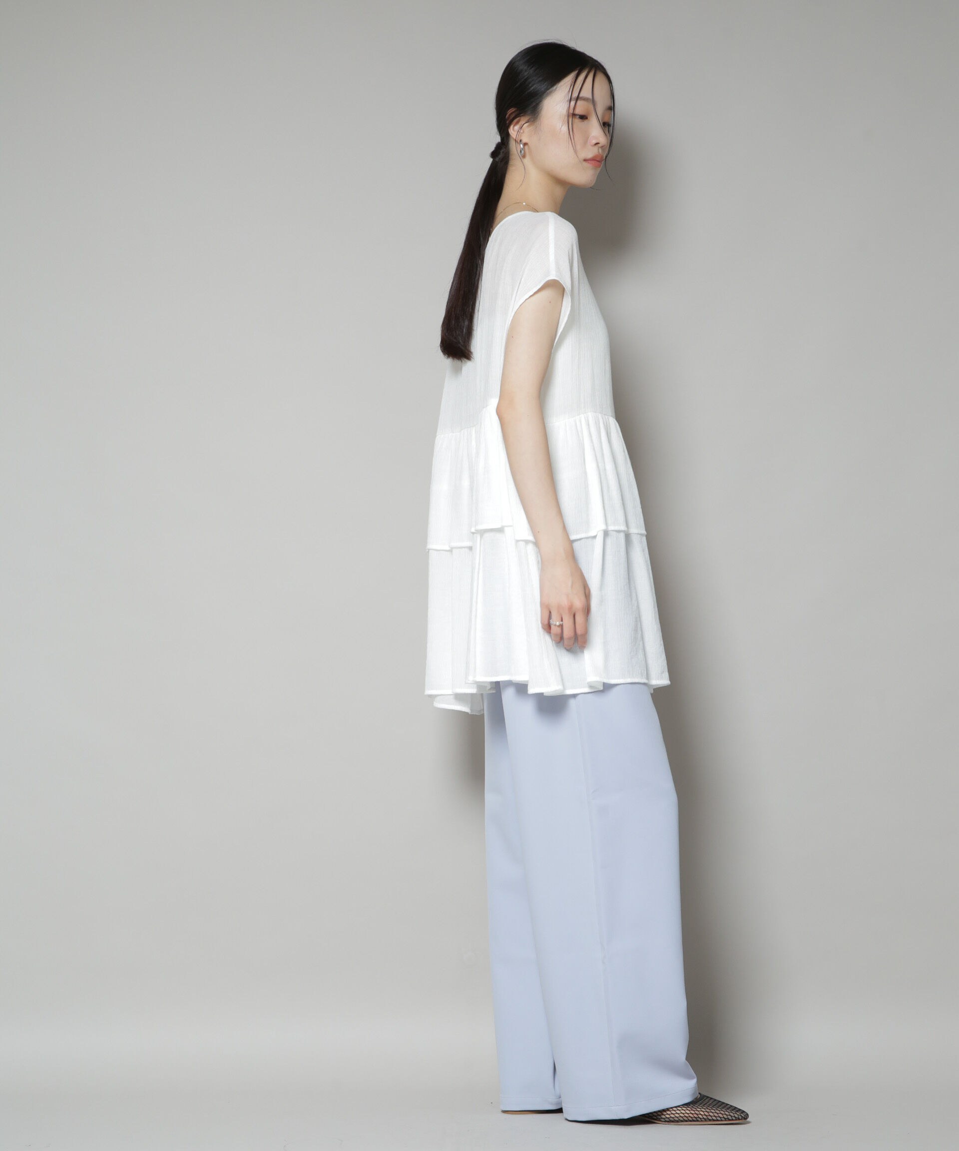 nano･universe「ウェストドロストワイドストレートパンツ」|チノ|