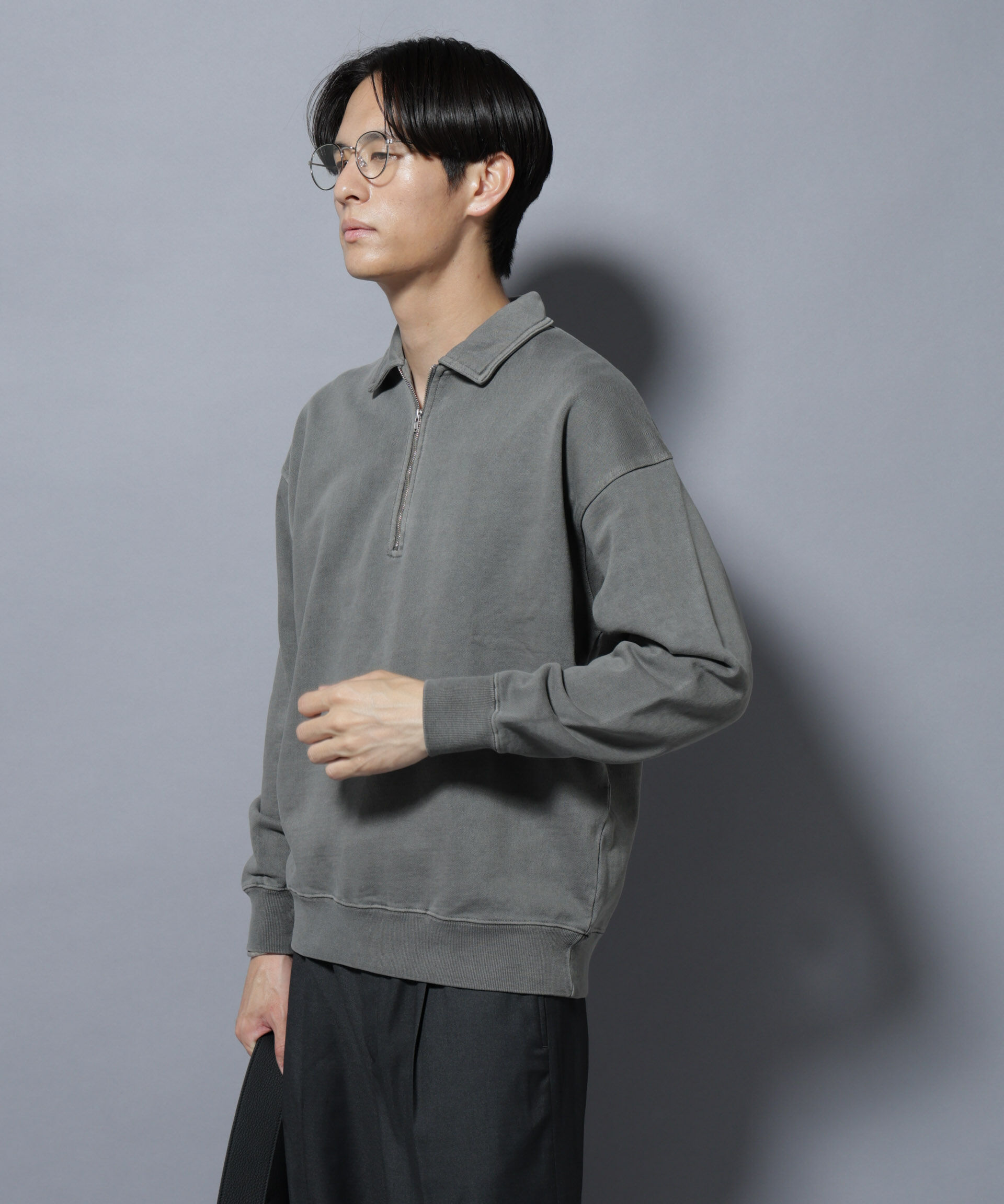 nano･universe「ヴィンテージライク ハーフZIPスウェット」|Tシャツ・カットソー|