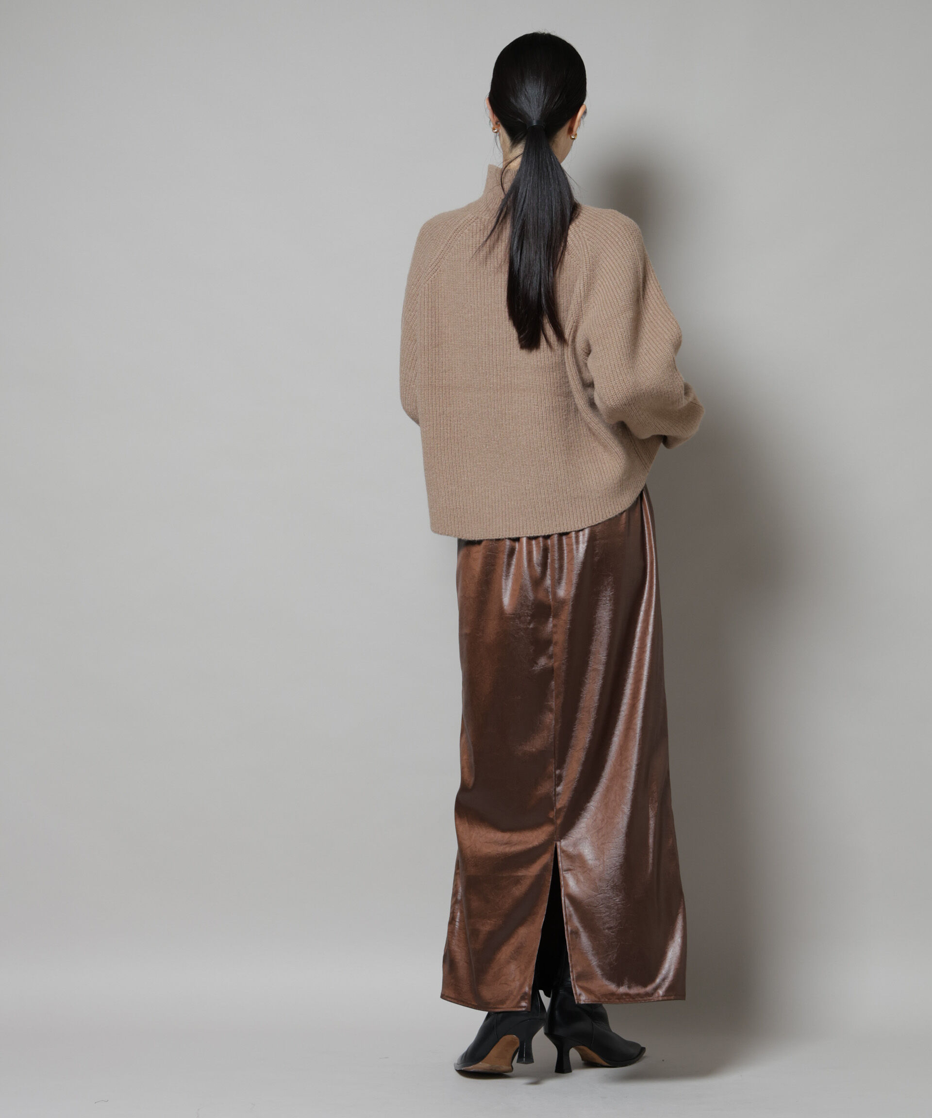 nano･universe「レザーライクシャイニースカート」|スカート|