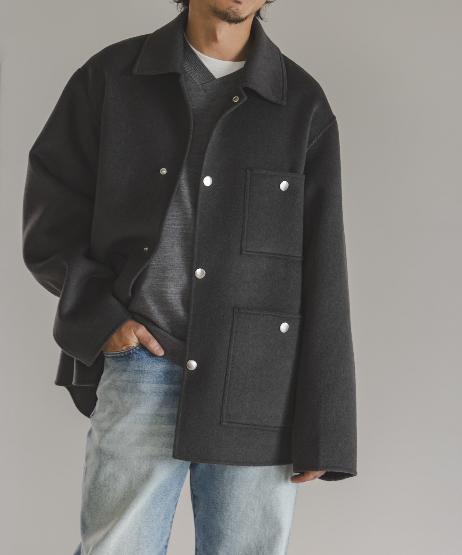 nano･universe「ウールリバーカバーオール」|その他|カーキグレー5