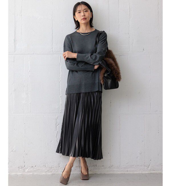 23区「【洗える】レザーライクプリーツ スカート」|スカート|