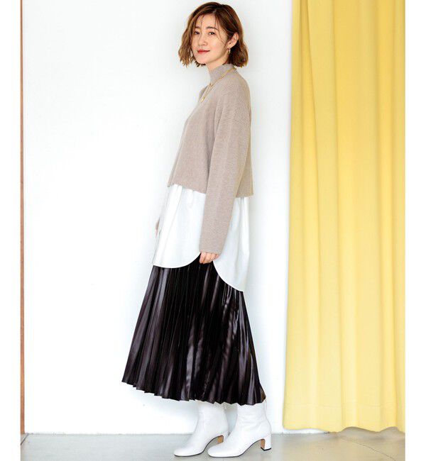 23区「【洗える】レザーライクプリーツ スカート」|スカート|