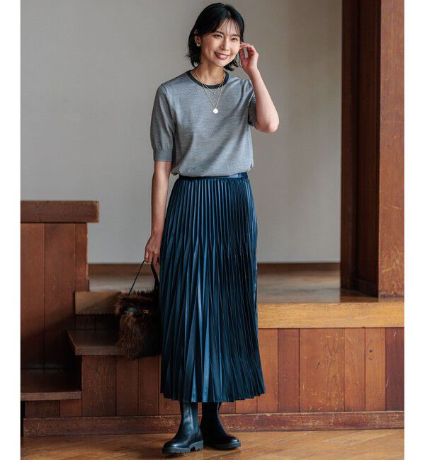 23区「【洗える】レザーライクプリーツ スカート」|スカート|