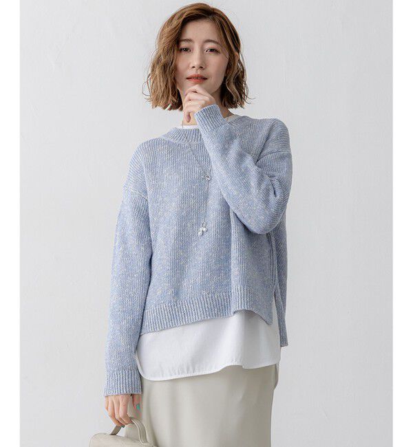 23区「【洗える】コットンルレックスリリー カラーニット」|ニット・セーター|ｽｶｲﾌﾞﾙ