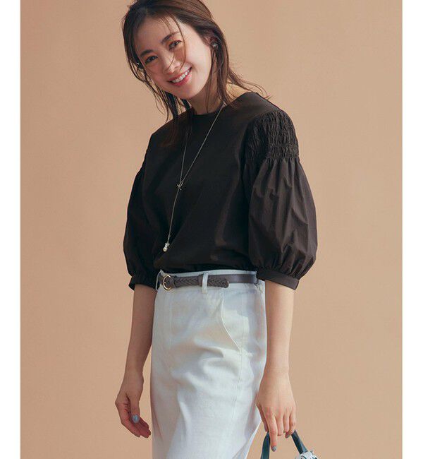 23区「【汗じみ防止/洗える】ギャザーディテール カットソー」|Tシャツ・カットソー|ﾀﾞｰｸﾌﾞ