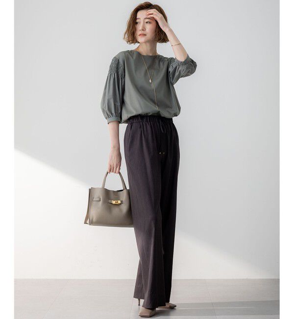 23区「【汗じみ防止/洗える】ギャザーディテール カットソー」|Tシャツ・カットソー|