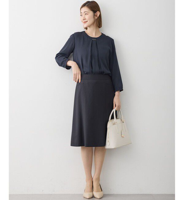 23区「【洗える】シルキーデシン バーアクセント ブラウス」|Tシャツ・カットソー|