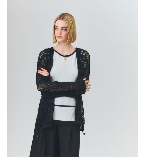 Grace Class「ボーダーメッシュフーディ」|パーカー|ブラック