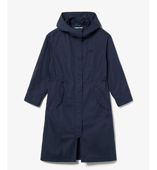LACOSTE「フード脱着可 撥水ナイロン スタンドカラー ミリタリーコート / ロングコート」|ステンカラーコート|