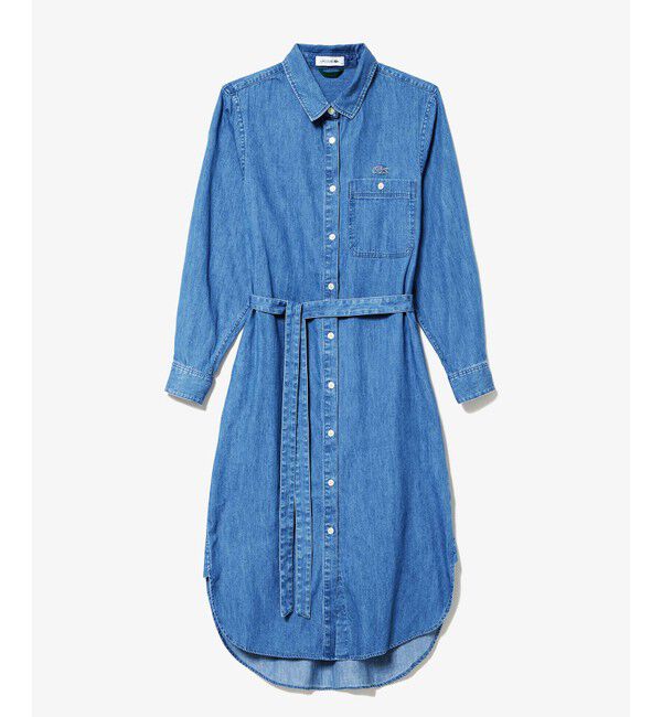 LACOSTE「ウエストベルト デニムシャツドレス ワンピース」|ワンピース|