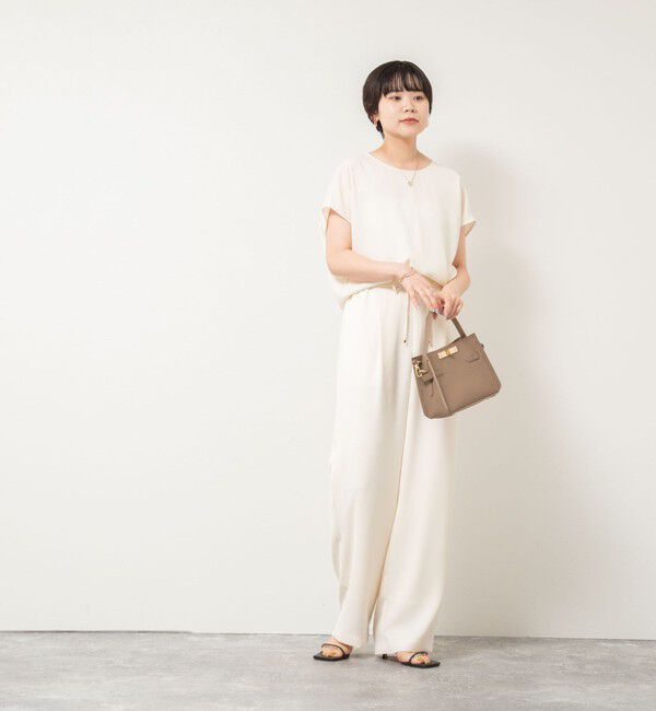 NOLLEY'S sophi「《セットアップ対応》ウォッシャブルダブルクロスサテンイージーワイドパンツ」|その他|