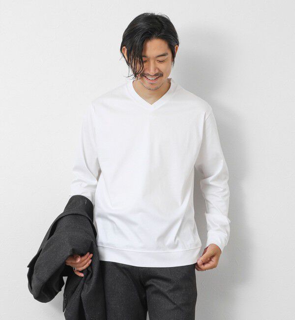 NOLLEY'S goodman「《ビジカジ対応》シルケットスムースドレスL/S V Tシャツ 25AW」|Tシャツ・カットソー|