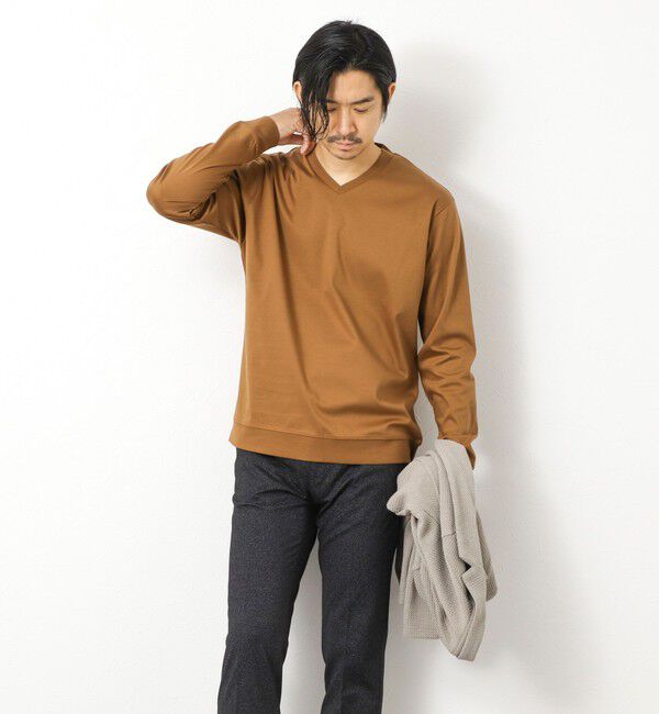 NOLLEY'S goodman「《ビジカジ対応》シルケットスムースドレスL/S V Tシャツ 25AW」|Tシャツ・カットソー|