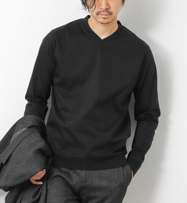 NOLLEY'S goodman「《ビジカジ対応》シルケットスムースドレスL/S V Tシャツ 25AW」|Tシャツ・カットソー|ブラック