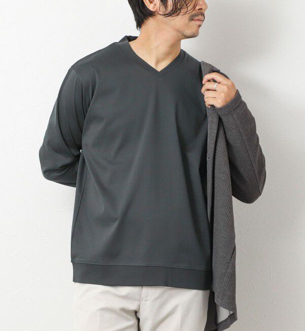 NOLLEY'S goodman「《ビジカジ対応》シルケットスムースドレスL/S V Tシャツ 25AW」|Tシャツ・カットソー|チャコールグレー