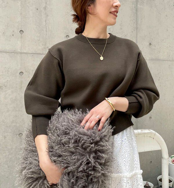 NOLLEY'S「《手洗い可能》スウェット風ニットプルオーバー」|ニット・セーター|ダークブラウン