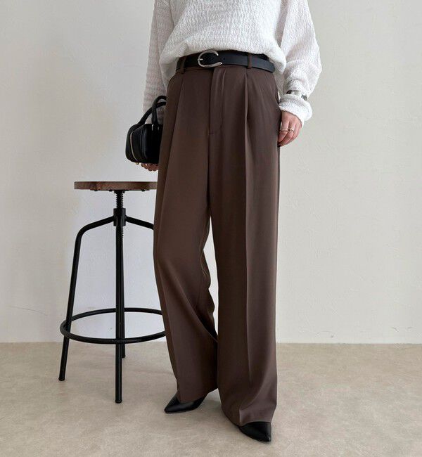 fredy emue「【オン・オフ対応/高身長サイズあり】とろみツイルタックスラックス」|スラックス|ブラウン