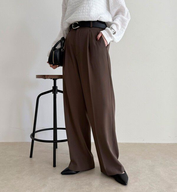 fredy emue「【オン・オフ対応/高身長サイズあり】とろみツイルタックスラックス」|スラックス|