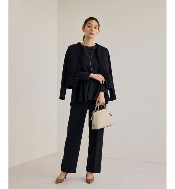 ROPE「トリアセダブルクロスストレートワイドパンツ【セレモニー/通勤対応】」|チノ|