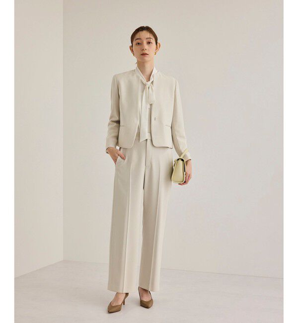 ROPE「トリアセダブルクロスストレートワイドパンツ【セレモニー/通勤対応】」|チノ|