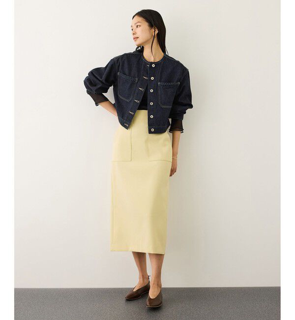 ROPE「ノーカラーデニムジャケット(岡山デニム)/セットアップ対応・イージーケア」|デニムジャケット|