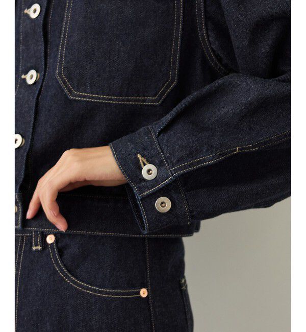 ROPE「ノーカラーデニムジャケット(岡山デニム)/セットアップ対応・イージーケア」|デニムジャケット|