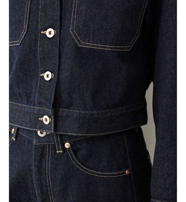 ROPE「ノーカラーデニムジャケット(岡山デニム)/セットアップ対応・イージーケア」|デニムジャケット|