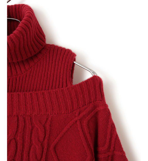 VIS「【洗える】オフショルケーブル編みミニワンピース」|ワンピース|