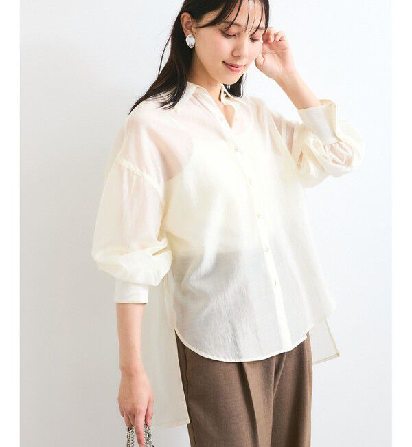 VIS「【洗える】アソートシアーシャツ(フラワー刺繍&無地）」|シャツ・ブラウス|