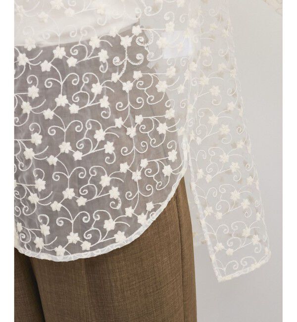 VIS「【洗える】アソートシアーシャツ(フラワー刺繍&無地）」|シャツ・ブラウス|